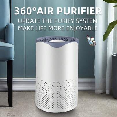 Bedroom Air Purifier, HEPA Outer Filter, Small Home Air Cleaner, Desktop Mini Air Purifier, UV Ultraviolet, Suitable For Living Room, Sleep, Smoke, Allergy, Pet Dander, Odor, Dust, Office, Desktop, Portable, White