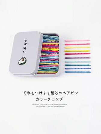 100个/50个女士盒装发夹，彩色钢夹，波浪形单线夹，头饰套装，小夹子，女孩碎刘海发夹，发夹，顶部夹子，边缘夹子，爪夹，发爪，发卡，发夹，发卡，发饰