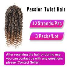 3 Packungen Passion Twist Häkelhaare für Frauen, vorgeschlungenes Häkelhaarteil mit lockigen Enden 8/12 Zoll - Ombre-Braun - Übersicht 4