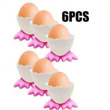 6件套早餐鸡蛋鸭脚托盘，创意厨房工具，坚固的塑料材质，独特的卡通鸭脚设计，可分离的鸡蛋托盘和鸭脚，适用于大多数鸡蛋，可用于厨房、客厅和户外，最佳鸡蛋托礼物