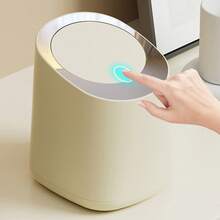 Desk Trash Can Large Capacity Modern Table Waste Bin With Press Opening Lid For Living Room Car Office