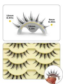 Asiteo 5对卡通风格自然假睫毛 - 透明睫毛柄，轻薄自然，氧气女孩风格，完美适用于角色扮演 - 可重复使用的条状假睫毛，睫毛，假睫毛 - 尖尾漫畫款 - 查看 4