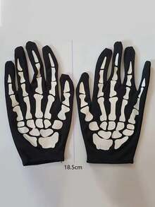 1 Pair Halloween Skeleton Gloves, Performance Costume Party Gloves