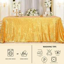 Sequin Tablecloth 48x95 Inches Rectangle/48 Inches Round, Glitter Table Cover Sparkly Classy Elegant Tablecloth For Christmas, Halloween, Weddings, Birthday Parties, Valentine's Day, Candy Buffets, Exhibitions, Graduation Ceremonies, Table Decorations