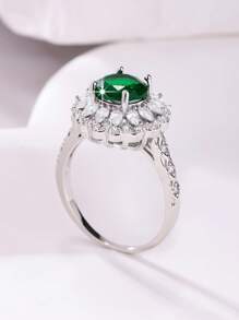 1 Stück modischer, eleganter Blumen-förmiger Zirkonia-besetzter runder Ring, Damen Strand-Urlaub, Date, Geschenk, Lässig, Party Accessoire