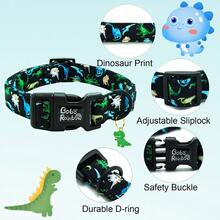 Adjustable Dinosaur Pattern Pet Collar, Comfortable Spring/Summer Puppy Collar - Black - View 3