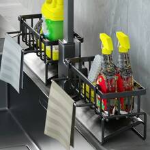 1pc Plastic Kitchen Sponge Organizer Rack Set, Multi-Functional Sink Drain Rack With Sponge, Sink Sponge Holder, Dishwashing Sponge & Soap Rack, Draining Rack, Kitchen Storage And Essential Storage Items, Kitchen Accessories, Bathroom Storage, Practical Small Gifts For Friends, Wives, And Parents