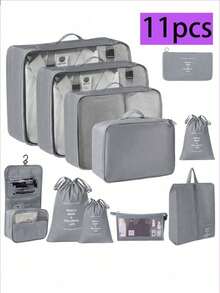 9 件/套旅行收纳袋、压缩收纳袋、行李收纳袋、衣物收纳套装，包括：化妆包、防水洗漱包、多功能收纳袋、服装袋、旅行洗漱包、暑假旅行必需品、鞋袋、衣服收纳袋、多功能收纳盒、折叠袋、防水衣物收纳袋、折叠内衣和袜子收纳袋、旅行收纳袋、行李收纳袋