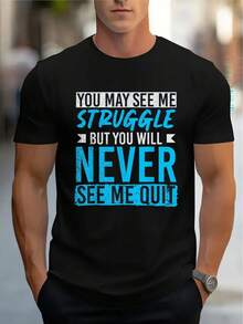 Camiseta de Hombre Cómoda Cuello Redondo Casual Algodón Mangas Cortas Suave Transpirable Top Ropa de Hombre Camiseta Verano Primavera Ropa de Calle Tela de Algodón Impresión de Letras a la Moda - Negro - Ver 4
