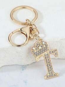 1 件休闲街头风格英文字母钥匙扣，带 26 个水钻字母，闪亮字母装饰钥匙扣，优雅的手提包、背包饰品，完美的礼物汽车配件可爱哥特 Y2k