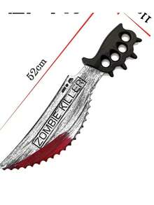 1 件万圣节派对角色扮演道具恶作剧血腥玩具，塑料僵尸电锯锋利刀道具 [手绘，刀柄可能有一些银漆] - 彩色 - 查看 5