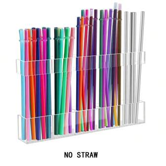 Soporte para pajitas para gabinete, organizador de pajitas de acrílico transparente con cinta adhesiva y pegatinas, contenedor de almacenamiento de pajitas para puerta de gabinete, dispensador de pajitas para mostrador, armario del hogar, cocina, cafetería