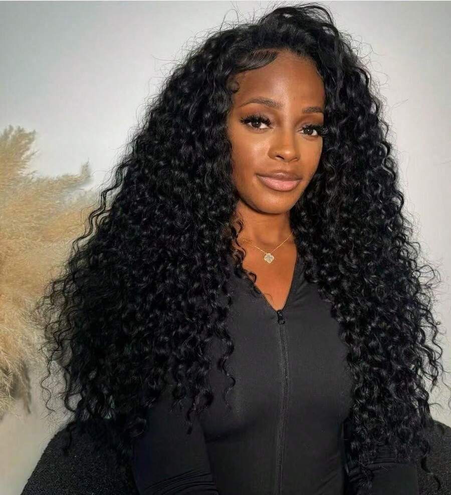 Jerry Curly Half Wig Human Hair 200 Density 3 In 1 Seamless Flip Over Half Wigs Human Hair Glueless Wear And Go Beginner Friendly Kinky Curly Wig Human Hair Drawstring Headband Wig For Women 20 Inch - Natural Black - 查看 1