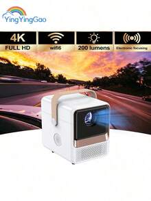 LIPETY Smart-Projektor 4K Android-System, Mini-Projektor mit WLAN und Bluetooth, 4K-Außenprojektor, max. 300 Zoll, digitaler ±45°-4D-Keystone-Zoom, kompatibel mit Telefon, TV-Stick, Spiel, USB - Weiss - Übersicht 4
