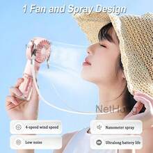 NetHong Portable Fan Mini Handheld Humidifier Fan USB Rechargeable For Outdoor Travel Hand Held Small Pocket Fan With Water Spray Mist - Multicolor - View 4