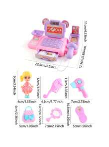 1套儿童模拟过家家玩具超市收银机角色扮演迷你便利店收银员模型亲子互动玩具，2节5号电池供电，适合男孩女孩角色扮演玩具（不含电池，部分配件颜色随机）