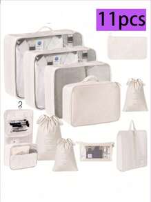 9 件/套旅行收纳袋、压缩收纳袋、行李收纳袋、衣物收纳套装，包括：化妆包、防水洗漱包、多功能收纳袋、服装袋、旅行洗漱包、暑假旅行必需品、鞋袋、衣服收纳袋、多功能收纳盒、折叠袋、防水衣物收纳袋、折叠内衣和袜子收纳袋、旅行收纳袋、行李收纳袋