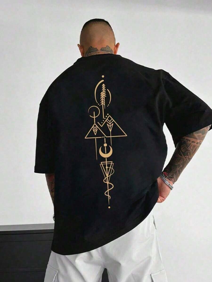 Camiseta Masculina Mística e Esotérica 100% Algodão Plus Size Premium T-shirt Oversized Camisa Casual Streetwear Oversize - Preto - Visão 1