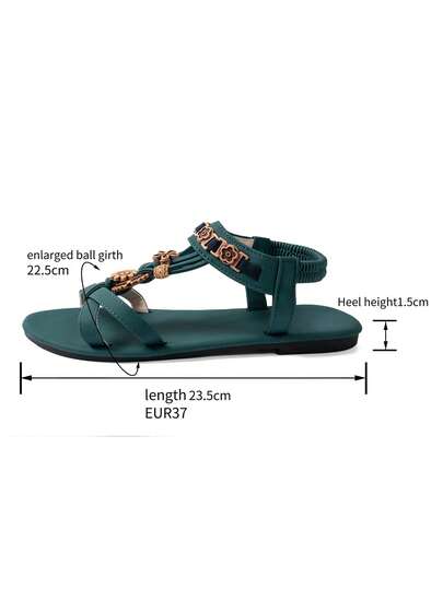 Women's Wide Fit Flat Sandals, Fashionable Bohemian Vintage Comfortable Evening Outdoor Flat Sandals