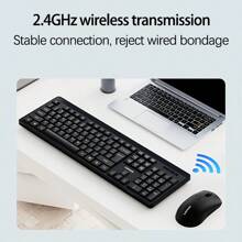 Lenovo KN210 Wireless Keyboard And Mouse Set, 2.4G Full Keyboard With Silent Keys, Suitable For Computer, Laptop, Tablet, Office, Study, Home Use, Black - Black - View 5