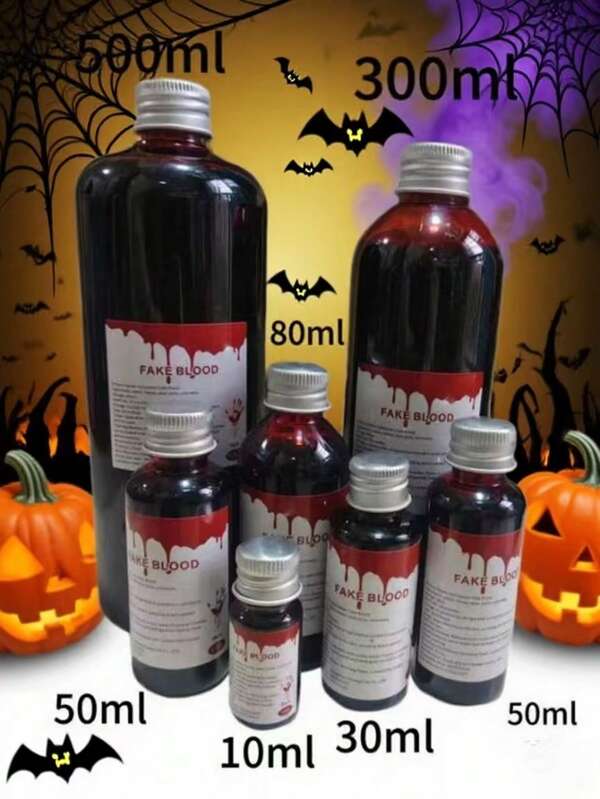 Sangre falsa de 30ml/60ml/100ml/500ml, apta para cosplay, vampiros, accesorios festivos, salpicadura en la ropa, bromas, props de fotografía, el tamaño de 500ml varía en lote