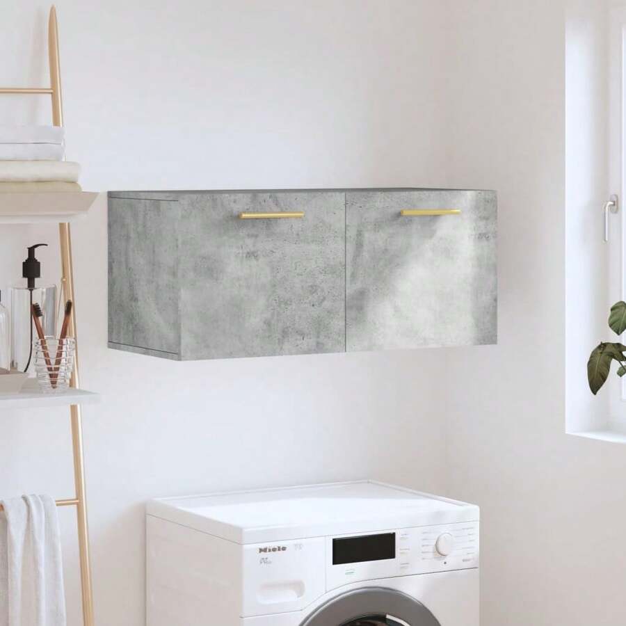 Mobiletto dA, Parete Larryhot Concrete Grey 80x36,5x35 cm in legno ingegnerizzato, bello e pratico, ideale per riporre oggetti e decorare la casa - Grigio - Visualizzare 1