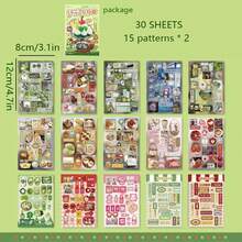 2 件复古风格贴纸书，老式日本料理主题剪贴簿贴纸书，裁剪、压印和装饰配件，适用于学校用品，返校 - 均碼 - 查看 10