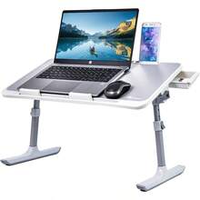 Bed Table, Laptop Desk, Bed Desk, Book Stand Function, PC Stand, Height Adjustable, Foldable, Low Table, Tablet Holder, Smartphone Holder, Lightweight, Height Adjustable, Angle Adjustable, With Drawer - 60 x 40 厘米 - 查看 1