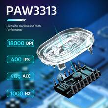 ATTACK SHARK R1 Wireless Gaming Mouse 55g, 18000 DPI Optical Sensor, Tri-Mode Connection (2.4G/BT5.2/Cable), Ergonomic Design, 20 Million Clicks, For PC/Notebook/Win - màu đen - Xem 3