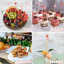 10/50/100 piezas Pinchos de cóctel profesionales de bambú, pinchos de cóctel con corazón rojo, suministros para fiestas de cóctel para el Día de San Valentín, decoraciones de fiesta, suministros de fiesta, decoraciones navideñas, boda, decoración de mesa para el Día de la Madre