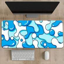 蓝色波浪纹加长鼠标垫 - 防滑橡胶底座，防水，舒适耐用，可水洗长方形游戏垫，适用于台式机和笔记本电脑，笔记本电脑桌垫 | 艺术桌垫 | 可水洗桌垫，桌面鼠标垫，学习用品，返校季游戏鼠标垫，桌面配件，办公用品，办公桌配件，鼠标垫，桌面鼠标垫