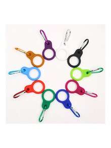 1 pieza Gancho y bucle de aluminio resistente con hebilla de goma, utilizado para asegurar botellas de agua - Perfecto para acampar y hacer senderismo, con 11 colores para elegir, el mejor regalo para entusiastas de los viajes, equipo de montañismo para colgar botellas de agua, hebilla de silicona para botellas de agua mineral, hebilla de silicona para botellas de agua de escalada (se enviarán aleatoriamente los colores de los ganchos)