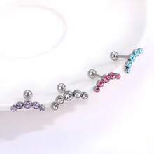 5 brincos redondos de zircônia cúbica em formato de arco, tragus e hélice, brincos de barra - Pink - Visão 8