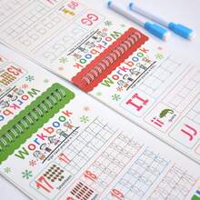 Lachilly 26 Alphabet Tracing Letter Workbook Preschool Kids Learning Training Book Educational Toy With Erasable Pen Handwriting Exercise Book For Children Letter Numbers Skills Development Calligraphy Reusable Practice Book - Multicolor - View 12