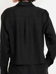 Women's Casual Solid Color Long Sleeve Shirt Black Spring - Black - View 11