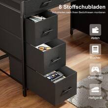 HLONONE Computertisch 120 * 50 * 74 cm mit 8 Aufbewahrungsschubladen, Gaming-Schreibtisch mit LED-Beleuchtung und USB-Steckdosen, Home-Office-Tisch mit Monitorständer, Schreibtisch für Schlafzimmer oder Arbeitszimmer, in 4 Farben erhältlich