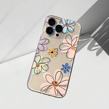 Fundas Transparentes para Móvil con Flores y Líneas Coloridas, Adecuadas para Apple  16 15 14 13 12 11 Mini Plus Pro Max SE, Regalo de Vacaciones, Cumpleaños, Novia, Novio, Amigo o para Ti Mismo - transparente - Ver 7
