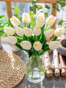 1/5/10/20 قطعة من الزهور الاصطناعية الفاخرة الرومانسية، باقات من الزهور البلاستيكية الحقيقية الملمس من الزنبق الحريري، زهور اصطناعية لحفلات الزفاف والمنزل والفندق والحفلات وهدايا رأس السنة، ترتيبات زهور محمولة باليد لعيد الحب والزفاف والمنزل والغرفة والصالة والديكور والباقة العروس والحديقة الخارجية