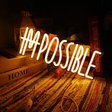 “I'M POSSIBLE” LED 霓虹灯，USB 供电壁挂灯，开关控制，多用途装饰，适用于卧室、健身房、办公室、游戏室、客厅、男人窝 - 无需电池