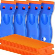 1PC Plastic Scraper+10PC Plastic Blade Set, Replaceable Scraper, Suitable For Car Film Application Tools, Small Cleaning Scraper Blades, Glass Cleaning, Snow Removal, Glue Removal, Dirt Removal, Multiple Uses - Màu xanh lam - Xem 10