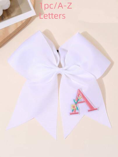 1 件白色 26 个字母 A-Z 蝴蝶结发带，布艺花朵刺绣头带，时尚发饰，适合女孩、闺蜜日常使用派对礼物