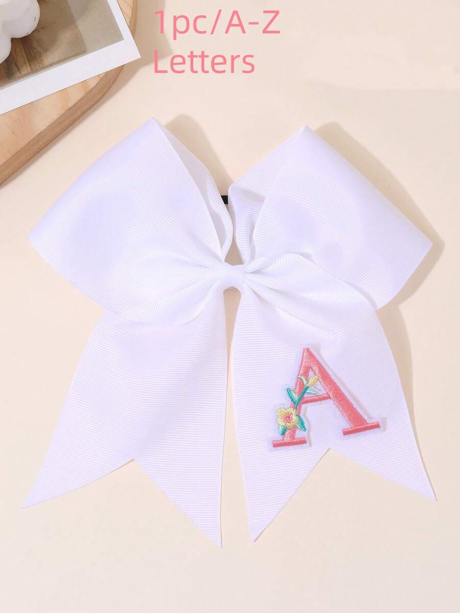 1 件白色 26 个字母 A-Z 蝴蝶结发带,布艺花朵刺绣头带,时尚发饰,适合女孩、闺蜜日常使用派对礼物 - 白色 - 查看 1