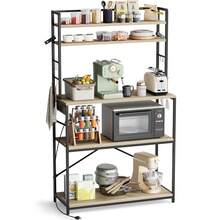 Devoko Backers Rack With Power Outlet, 39.4" W Kitchen Microwave Stand With 8 S-Shaped Hooks, 5 Tiers Coffee Bar Station Storage Shelf For Spices, Pots - View 1