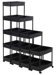 Carrito De Almacenamiento Multiusos Para La Cocina Con Rueda - Negro - Ver 2