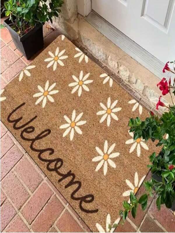 1pc Daisy Floral Doormat - Small Rug, 830g/㎡ Fleece Material, Skin-Friendly, Non-Pilling, Easy Care, Machine Washable, Odorless, Suitable For Home Decor, Room Decor, Small Rug, Blanket, Living Room Carpet, Bedroom Rug, Bathroom Rug, Kitchen Rug, Area Rug, Entryway, Ideal For Indoor/Outdoor Doormat, Hotel Decor, Bedroom Decor, Room Decor, Outdoor Decor Gifts, All Season