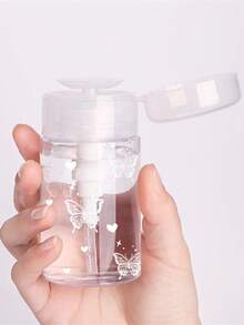 Transparent PET Refillable Travel Bottle With Butterfly Pattern, 3.38oz/6.76oz Capacity With Pump, Suitable For Makeup Remover, Toner And Cleansing Liquid, Round Top Design, Hand Wash Only, Reusable, Travel Essential Makeup Remover Bottle (Hand-Measured, 2cm Error Is Normal, Milliliter Is The Precise Unit) - Multicolor - View 5