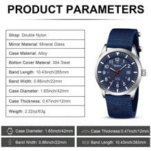 BIDEN 1块男士运动手表，12/24小时制易读阿拉伯数字表盘，男士模拟石英表，时尚休闲夜光防水手表，尼龙表带，适合日常佩戴/跑步 - 均碼 - 查看 12