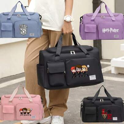 Warner Bros Bolsa de viaje con diseño de patrón de sala de estar de Harry Potter de Warner, de gran capacidad y multifuncional, bolsa de gran capacidad para exteriores para la temporada de regreso a clases, se puede llevar a mano y en diagonal, bolsa de almacenamiento de ropa de fitness