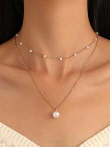 1 件 18k 镀金串珠珍珠项链，便宜个性串珠项链波西米亚风珠宝吊坠项链 J 时尚颈链夏季海滩西部珠宝女士配饰女士项链适合日常佩戴和送给朋友的节日礼物