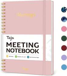 Taja - Cuaderno de reuniones para organización del trabajo, planificador de trabajo con elementos de acción, agenda para tomar notas, 160 páginas (17.5cm x 25.1cm), planificador de proyectos para - rosado (C. rosa) - Ver 1